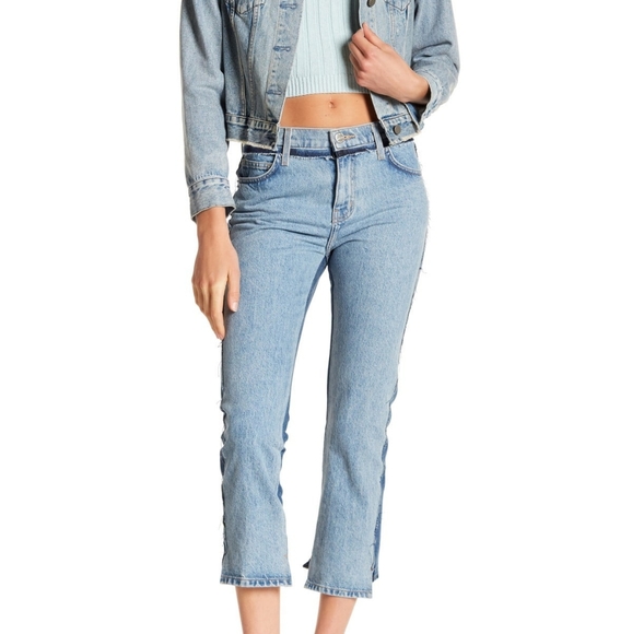 Current/Elliott The High Waist Two-tone Somera Crop Jean Sz 31 - Picture 4 of 16